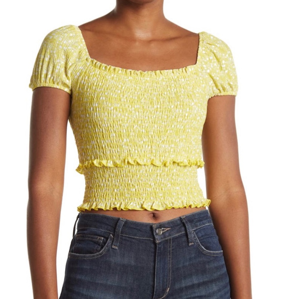 NWT- Lush smocked yellow crop top